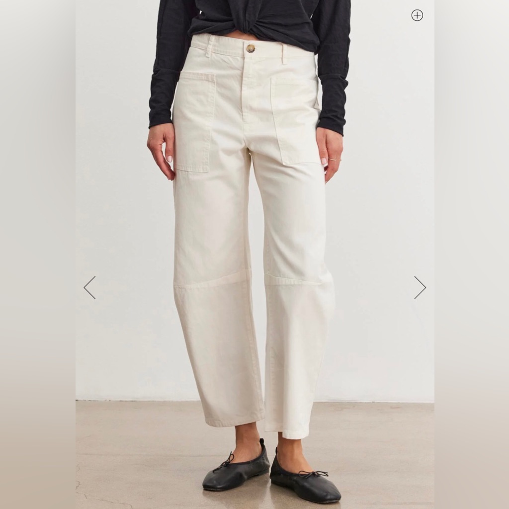 Velvet By Graham & Spencer Brylie Ivory Cotton Twill Pants